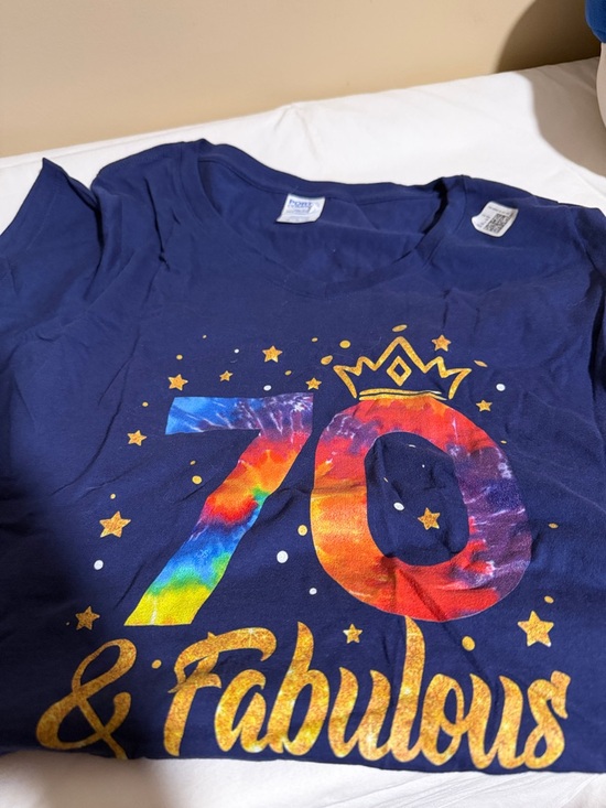 Tops - WOMENS Navy '70 & Fabulous' Graphic Tee